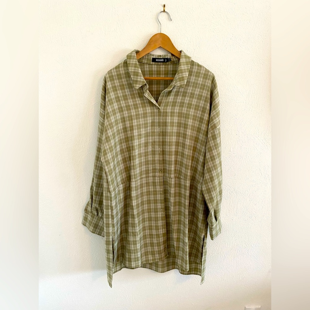 Misguided green shirt dress.